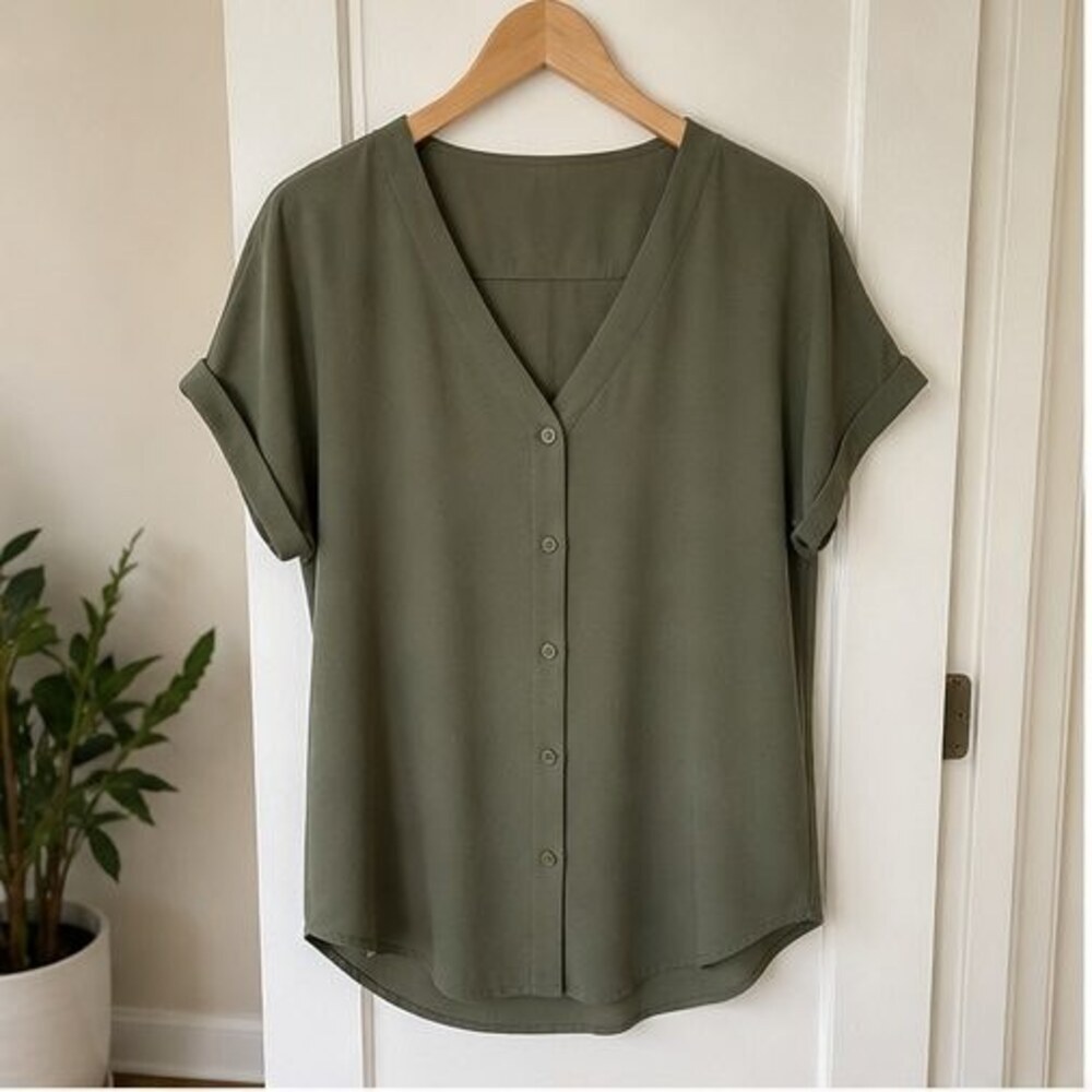 Olive Tie Neck Blouse